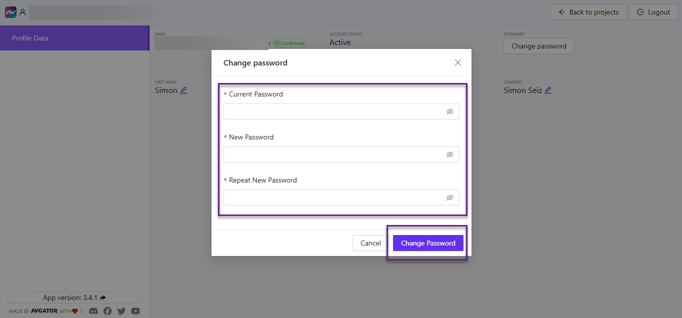 Change Password Modal