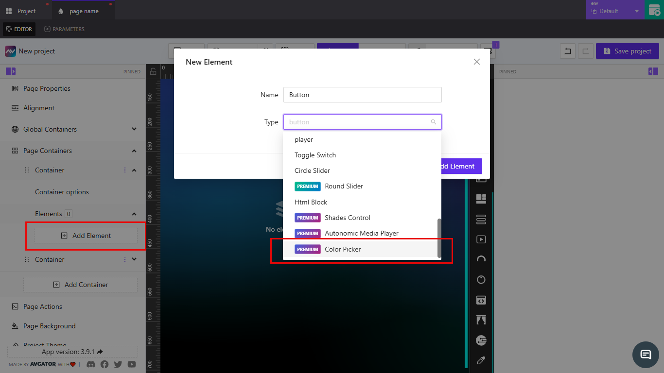 Add Color Picker using Element List