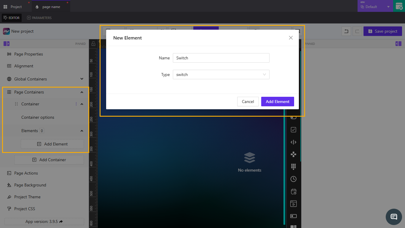 Add Switch from Page Containers