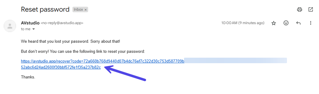 Password Recovery Screen