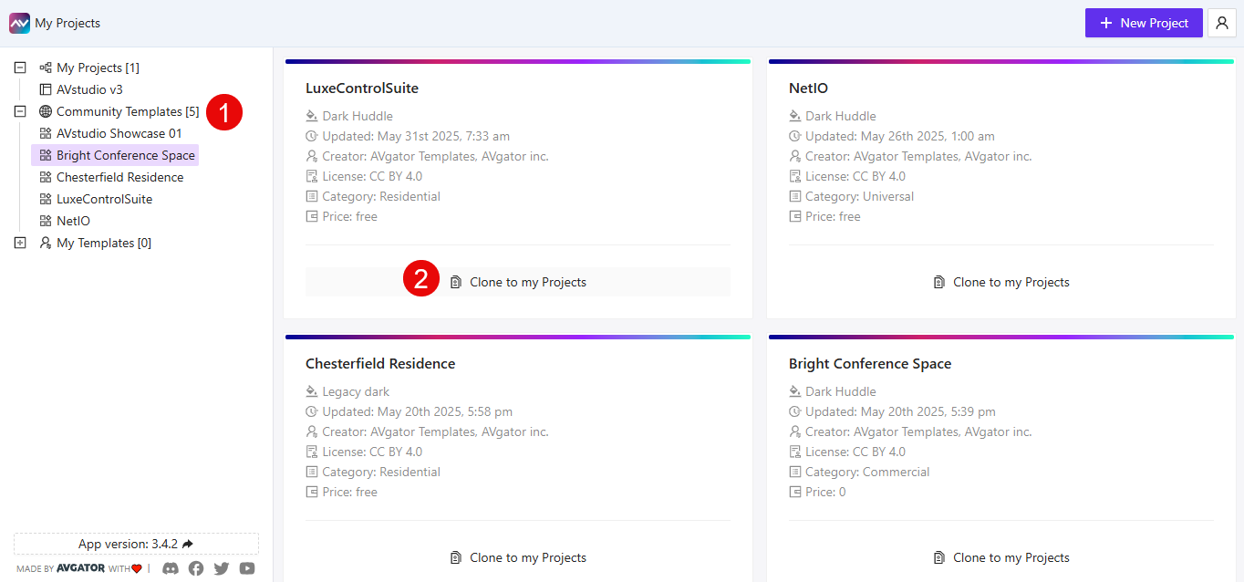 Clone community template into your projects