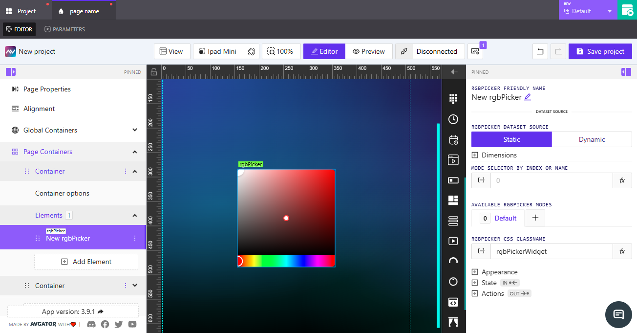 Color Picker Options Panel