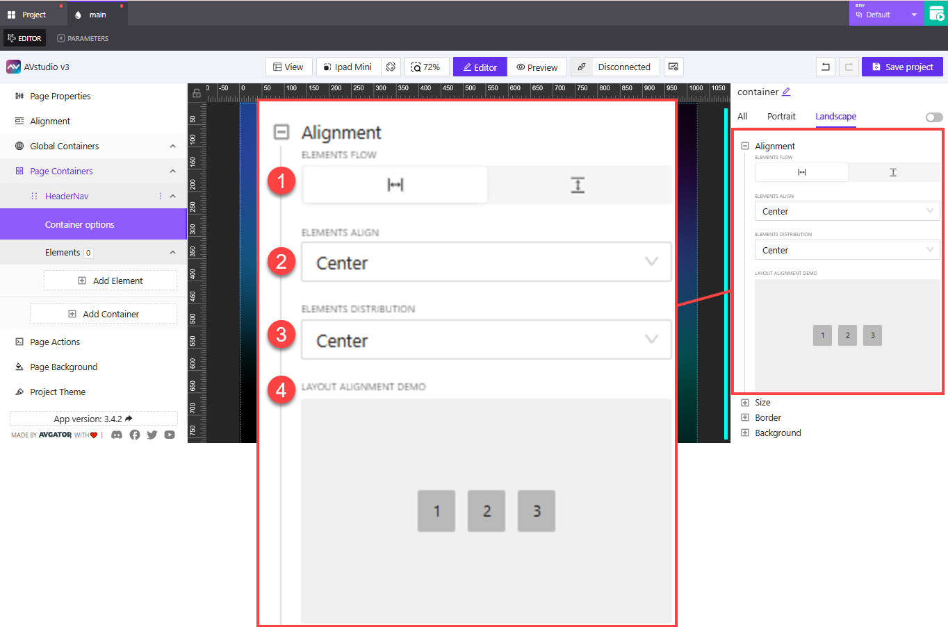Labeled Alignment settings panel