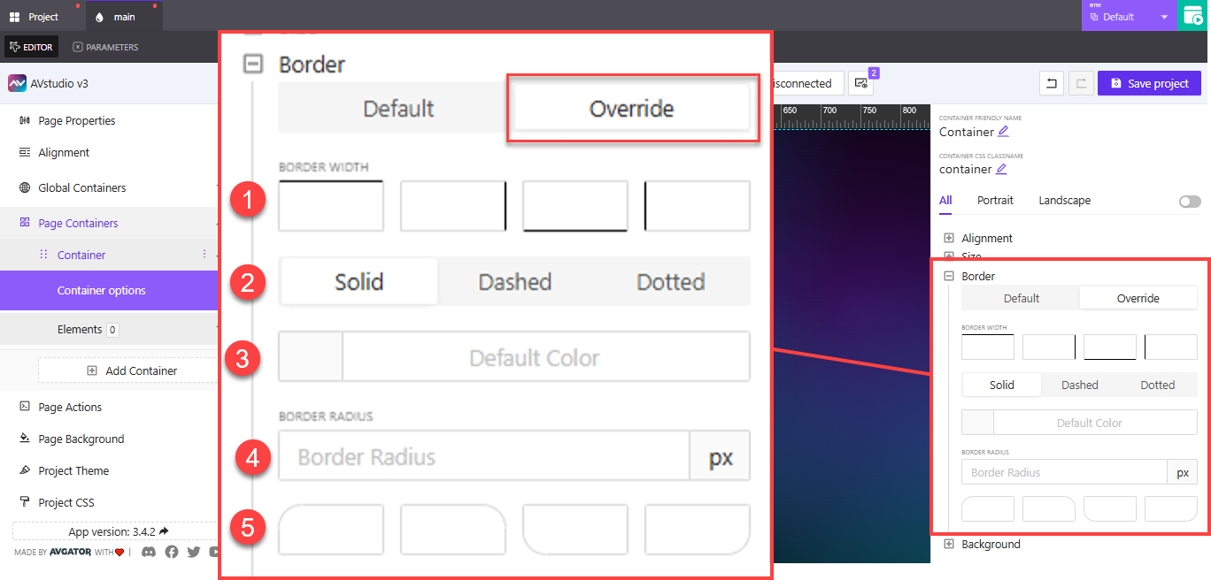 Detailed border override options