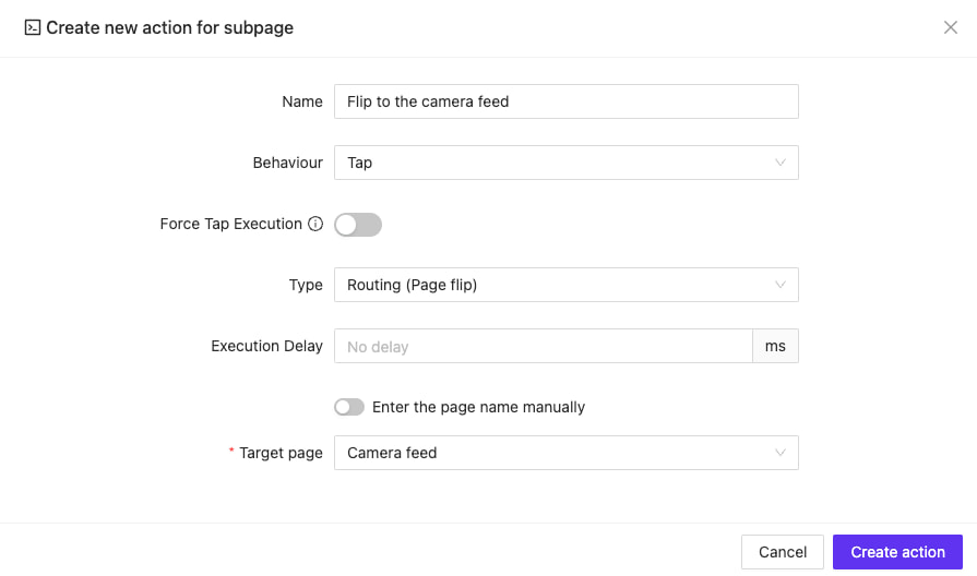 Flip Action Configuration