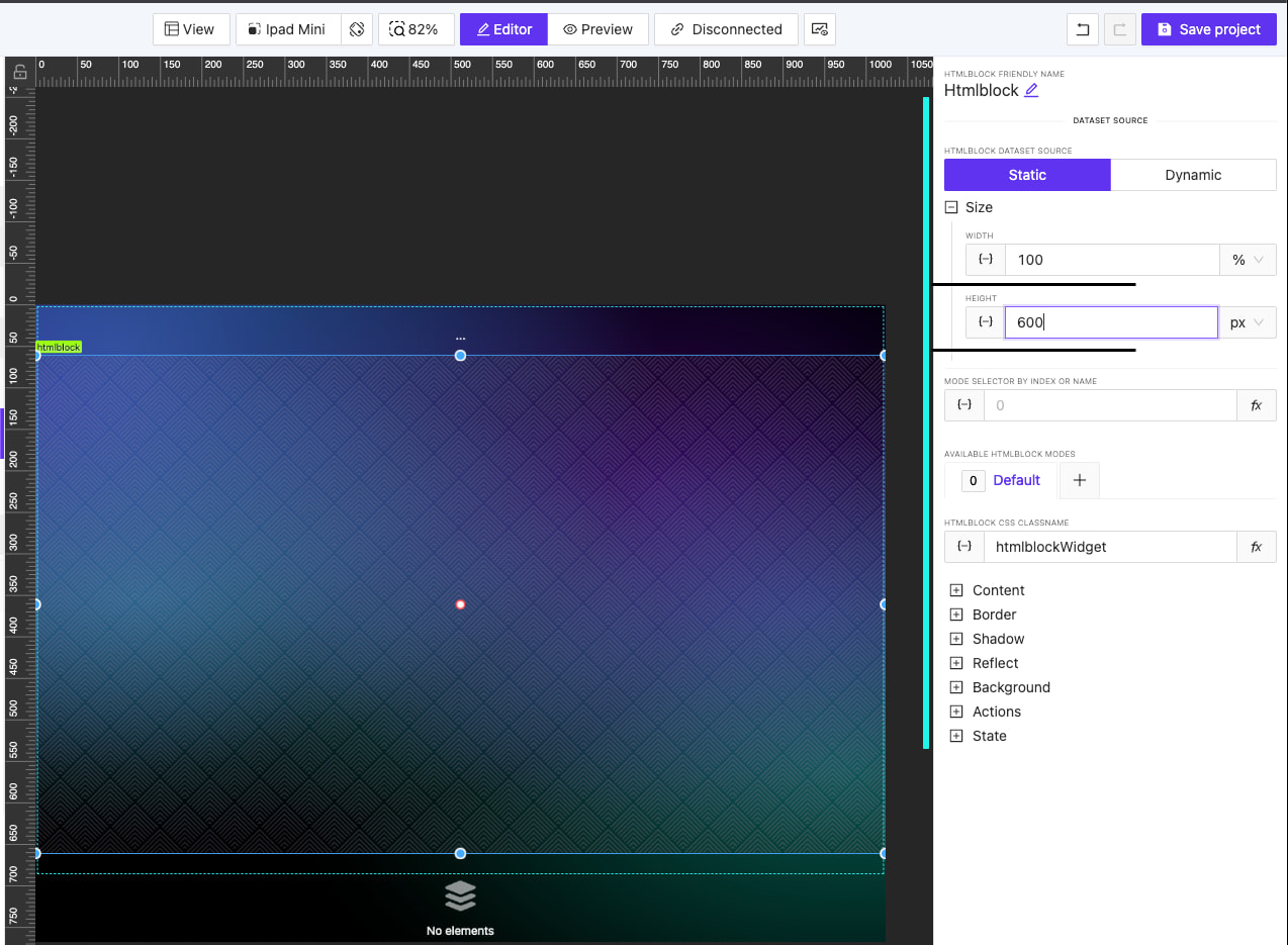 HTML block configuration