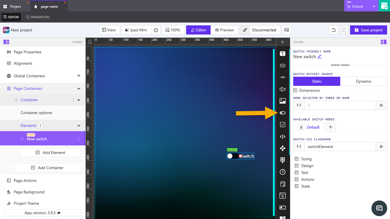 Drag Switch to Editor