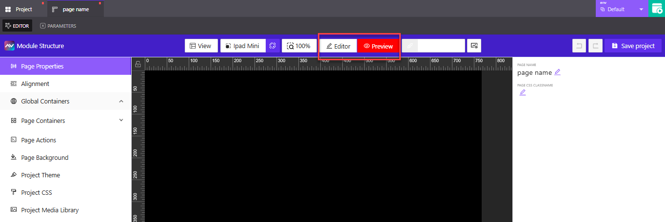 Editor and Preview toggle