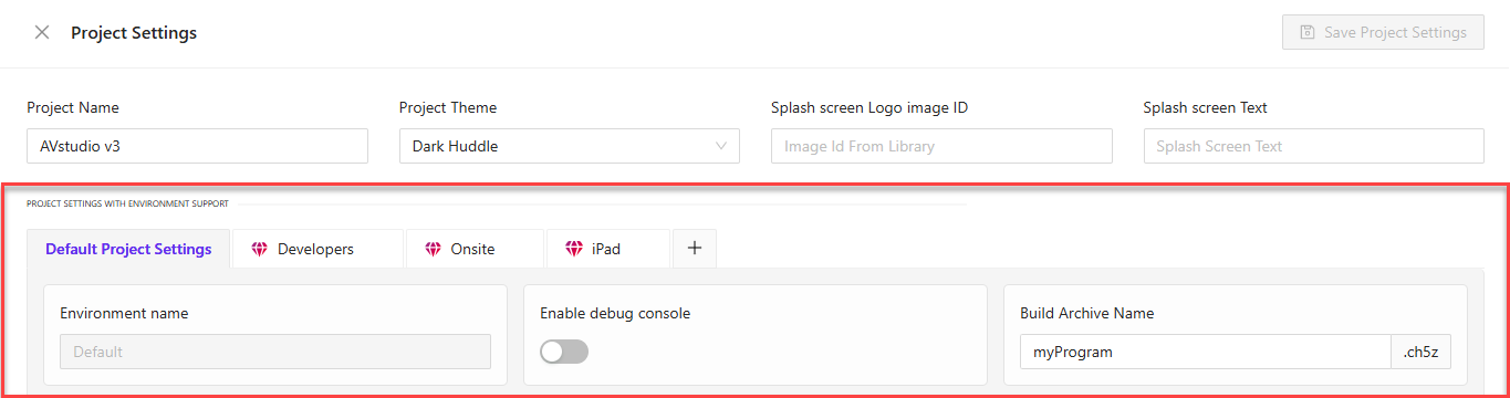 Environment settings