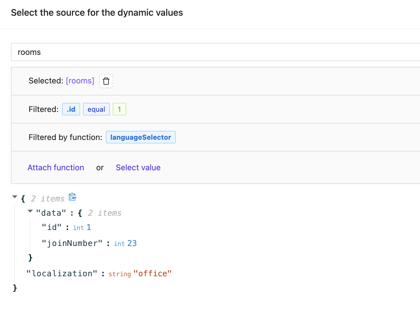 function has been applied to the data