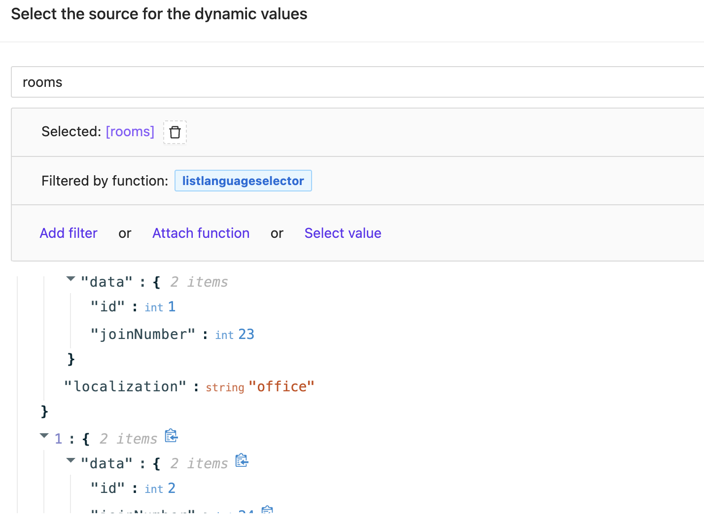 function has been applied to the data