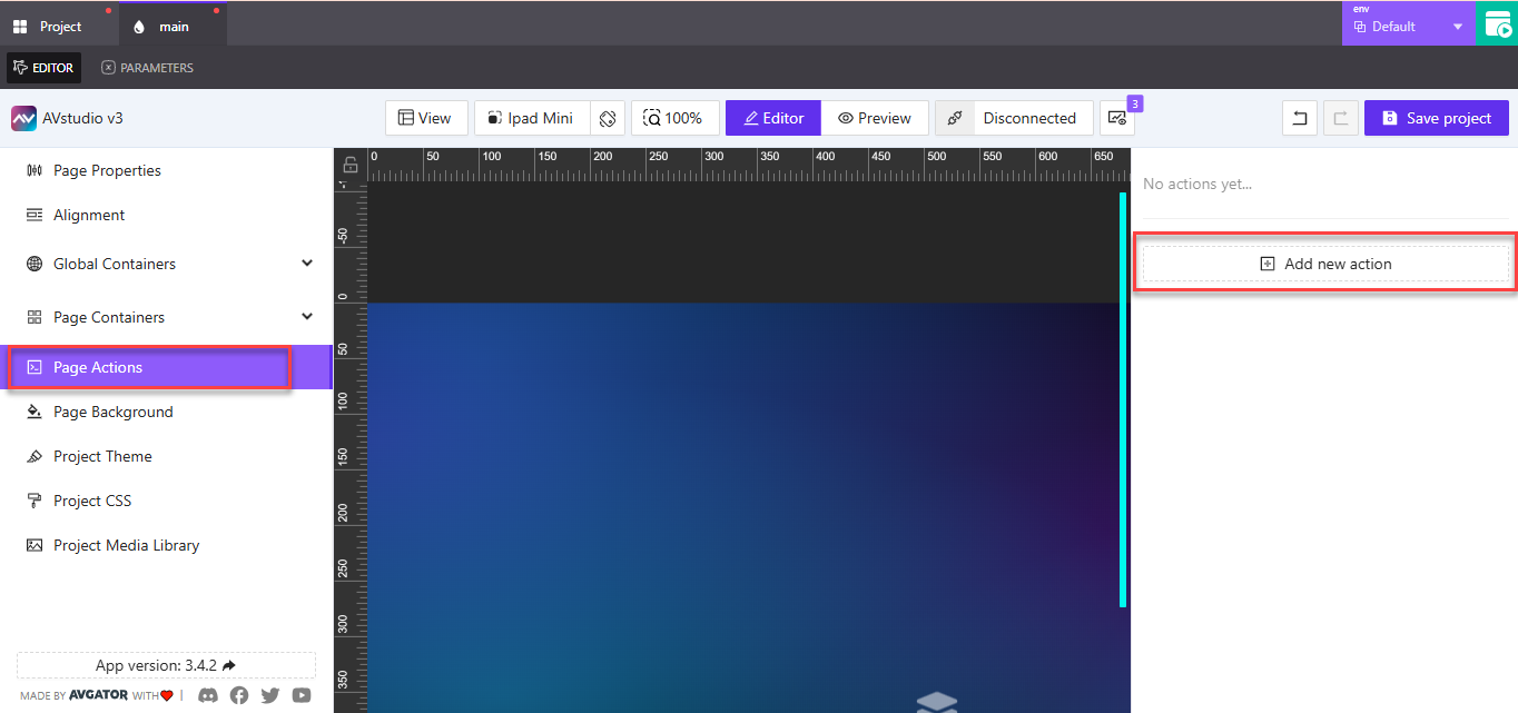 Accessing page actions and adding a new one