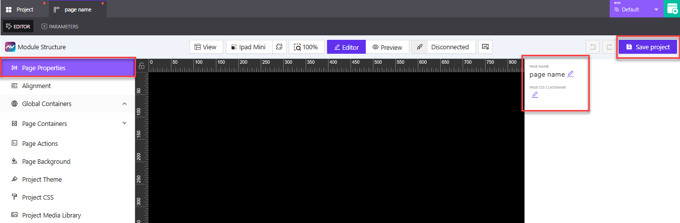 Page Properties View