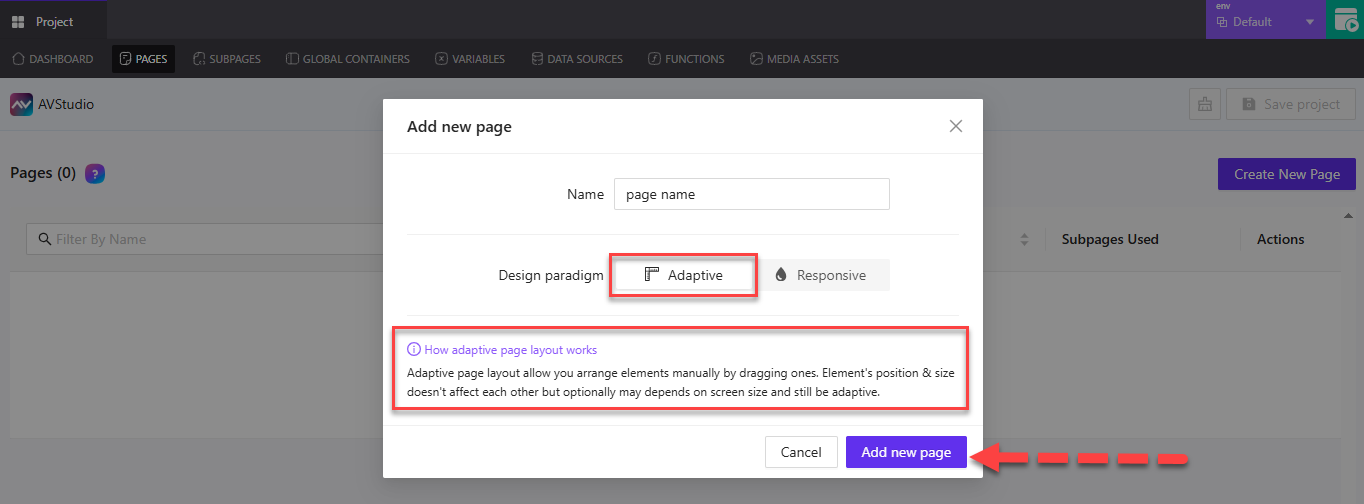 Adaptive Page Selected