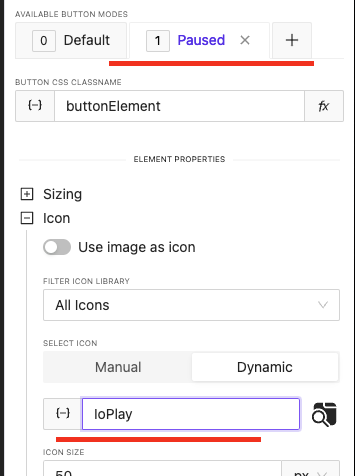 Play button mode editing