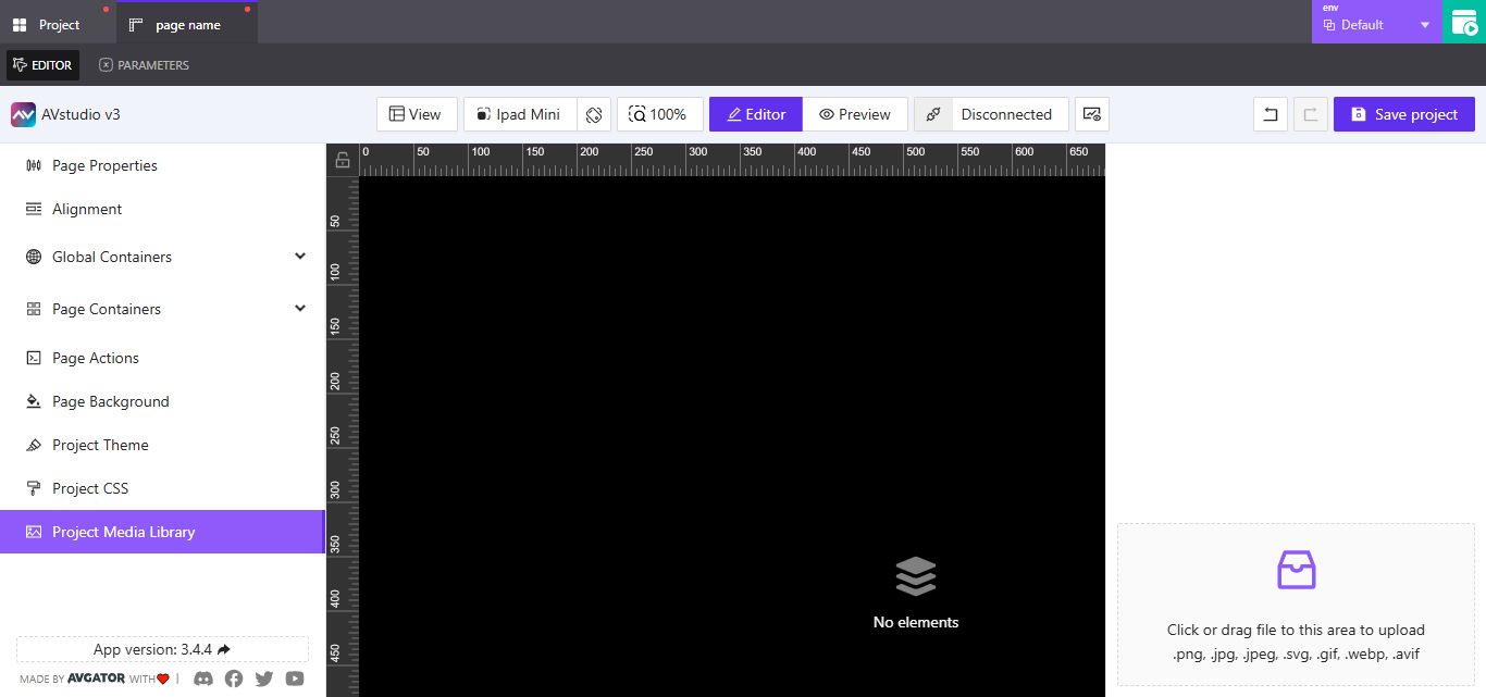 Managing media assets in the Project Media Library in AVstudio