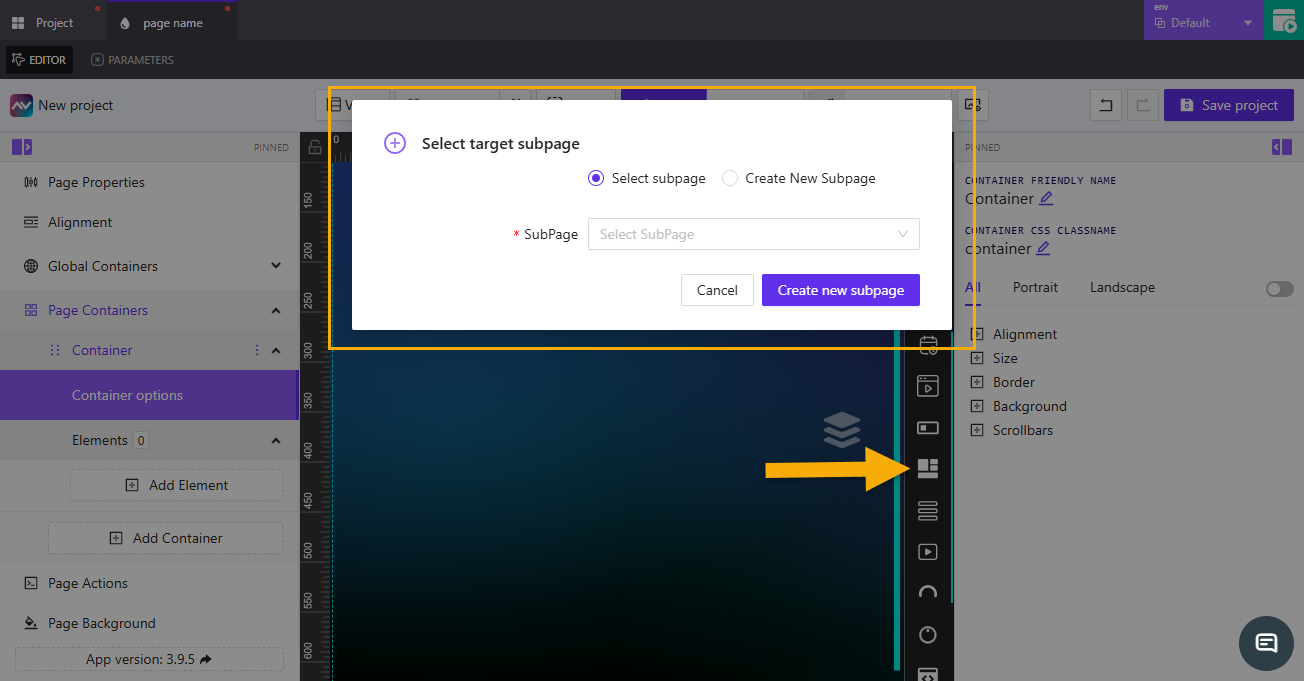 Select Target Subpage