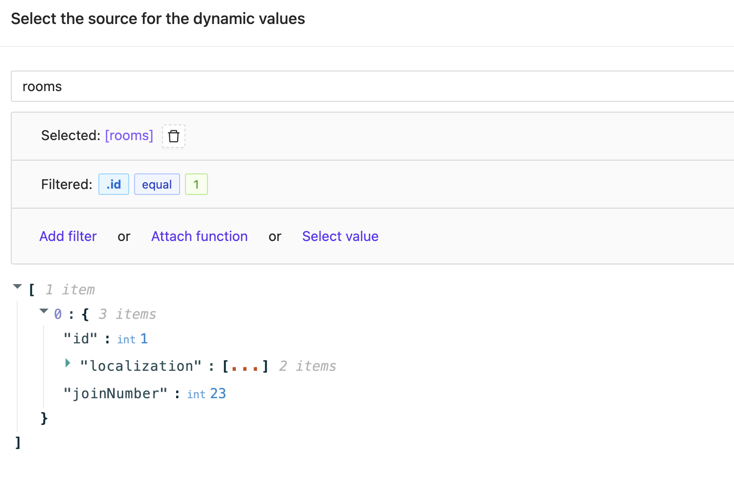 data filtered for a single entity